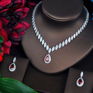 HIBRIDE lujo Marquesa corte Cubic Zirconia mujeres conjuntos de joyería azul gota de agua conjunto vestido de boda accesorios regalos de fiesta - Product Image 2