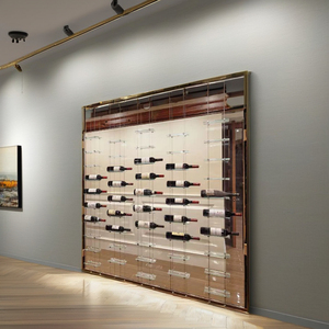 Nhà Máy Giá Gỗ Giá rượu treo Wire Rope nổi <span class=keywords><strong>Wine</strong></span> Cable hệ thống với sạch Glass Bạc Clip giữ chai - Product Image 2