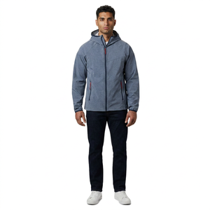 2026 Factory Best Selling Price Waterproof Hooded <b>Canvas</b> Softshell Jacket for Men's Autumn Running with Stand Collar Front Logo - Product Image 1