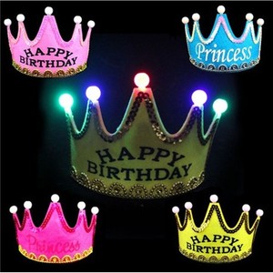 Corona Luminosa de Feliz Cumpleaños para Niñas, Gorro de Fiesta de Princesa, Decoración para Cumpleaños, para Niños de 2 a 4 Años - Product Image 1