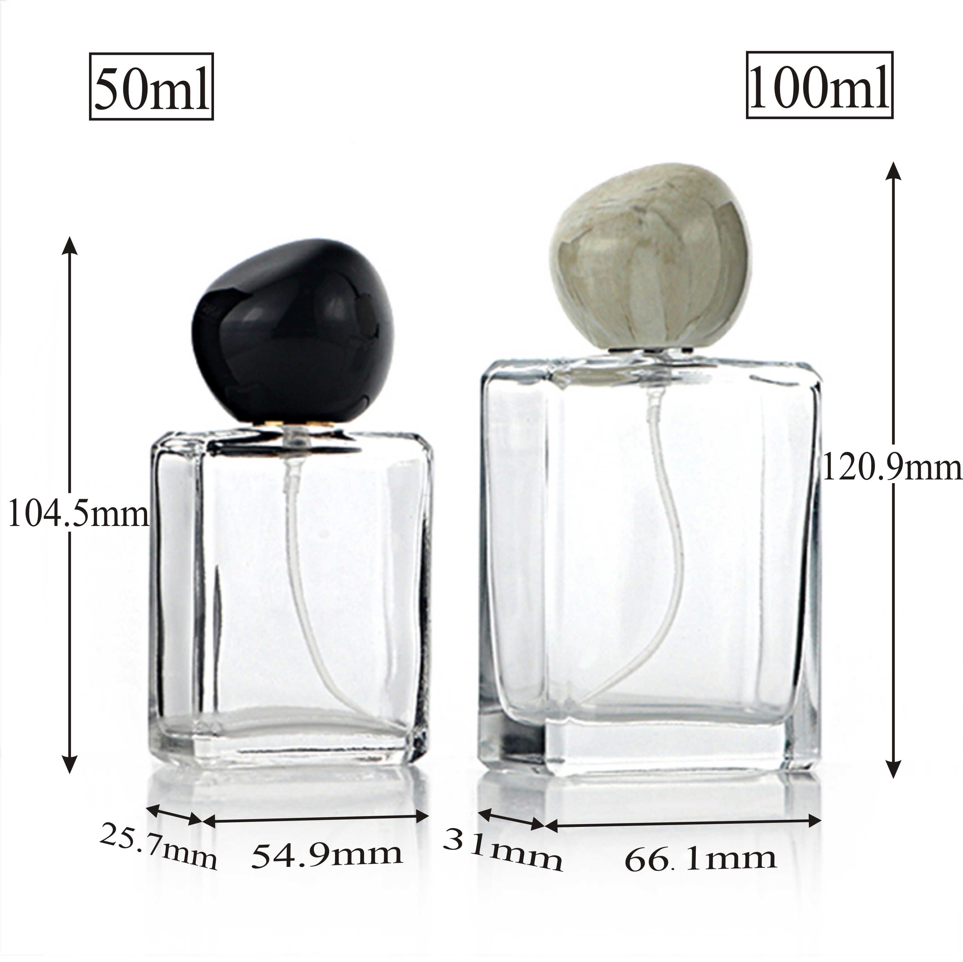 トップグレード空透明長方形香水瓶石蓋付き50ML 100ML OEMフレグランス