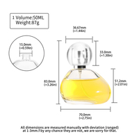 Botol Parfum Isi Ulang Kaca Transparan Bulat 50ml Standar Dengan Tutup Bulat Perak