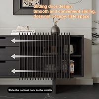Buffet d'appoint moderne Combohome pour hôtel, en MDF/rotin, avec 2 portes coulissantes et 3 tiroirs, rangement écologique