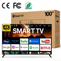 Approvisionnement direct usine transfrontalier, Téléviseur LED LCD 100 pouces, 4K UHD 60-120Hz, Smart TV WiFi avec système Google, Montable au mur