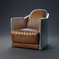 Fauteuil d'appoint Aviator Tomcat en cuir véritable et aluminium riveté, style industriel vintage, pour hôtel et salon