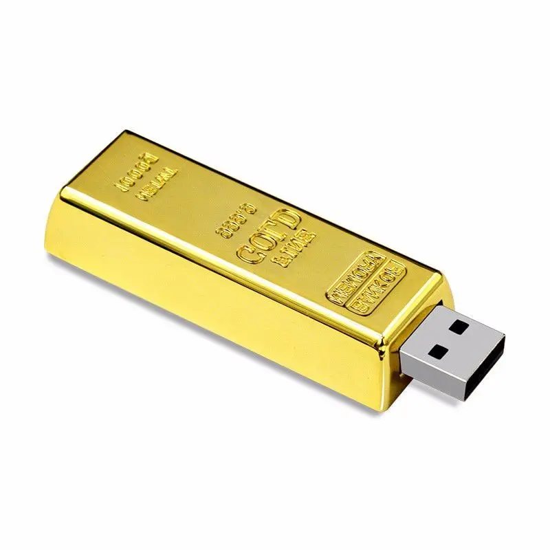 Goud Bar Baksteen Usb Flash Drive Usb Memory Stick 2.0 3.0 Luxe Goud Usb Met Laser Logo Thumb Drive