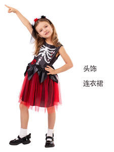 Halloween fantasma Cosplay negro y rojo calavera vestido disfraz chico carnaval fiesta actuación personaje vampiro Doomsday trajes - Product Image 3