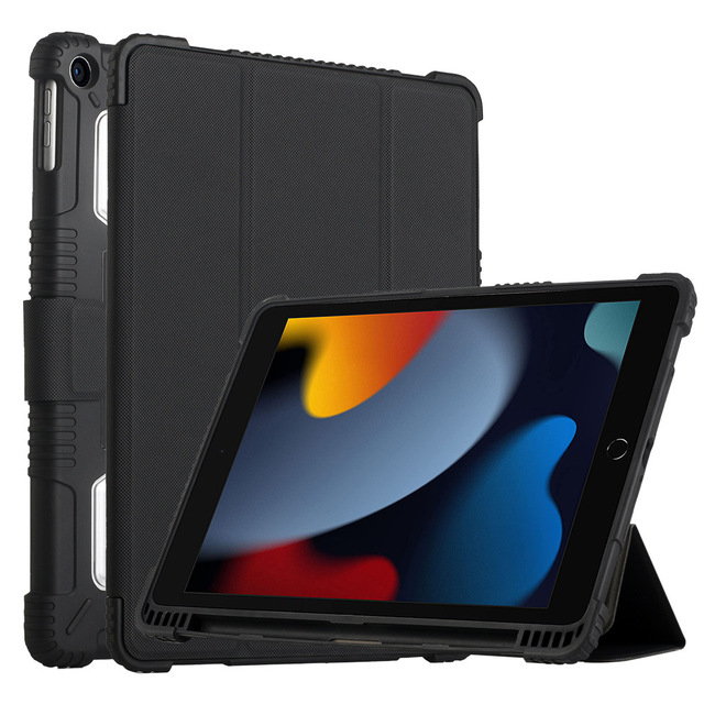 Heavy Duty Flip Leather Stand Smart Cover Shockproof Rugged Case with Pencil Holder for iPad 9th 8th 7th Generation 10.2 Inch