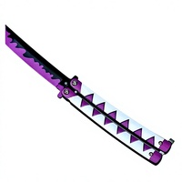 Couteau multifonction « The Blade That Kills Ghosts » - Épée de samouraï d'anime - Couteau papillon pliable portable - Outils d'entraînement pour la chasse et les activités de plein air