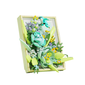 MJ13061 Cadre Photo Fleur Plante Rose Bleu Briques Enfants Modèle Blocs de Construction Assemblé Jouets Romantique Cadeau de Saint Valentin - Product Image 1