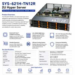 Serveur Supermicro Sys-621h-tn12r 2U, double Xeon, DDR5, 12 baies NVMe SAS PCIe 5.0, GPU, centre de données IA, Sys-621h-tn12r Supermicro Sys-62 - Product Image 1