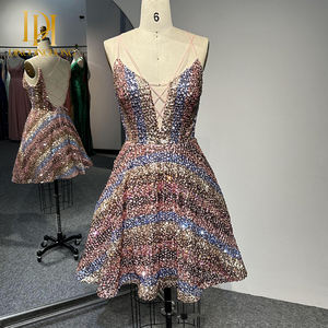 女の子用短い夏用イブニングドレスキラキラスパンコールストラップレスコルセットビーズ刺繍通気性生地プロムパーティー用 - Product Image 4