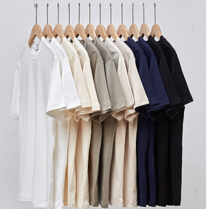 เสื้อคอกลมสำหรับผู้ชายเสื้อแขนสั้นแบบกำหนดเองสีทึบผ้าฝ้ายถักแบบลำลองแบบ100% สีพื้น - Product Image 1