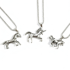 Collar con Colgante Vintage <span class=keywords><strong>de</strong></span> Acero Inoxidable para Hombre, Caballo Occidental, Unicornio Gótico, Pegaso, Gancho <span class=keywords><strong>de</strong></span> Pesca Maorí, Joyería Punk al por Mayor - Product Image 3