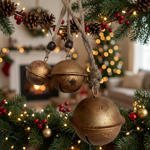 Campanas Colgantes de Metal para Navidad, Adorno Redondo para Árbol, Campana Dorada Hecha a Mano para Decoración del Hogar - Product Image 5