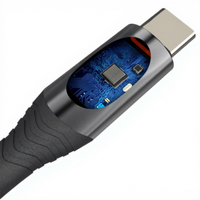 Cable de Datos para Teléfono Móvil con Pantalla Digital, Carga Rápida PD de 100W, Tipo-C, Conductor de Cobre Puro, Tejido de Nailon, Totalmente Compatible