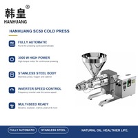 Presse à huile à froid entièrement automatique Hanhuang 3000W haute puissance en acier inoxydable SC50 pour sésame, soja, noix 380V/220V 50Hz 3P+N