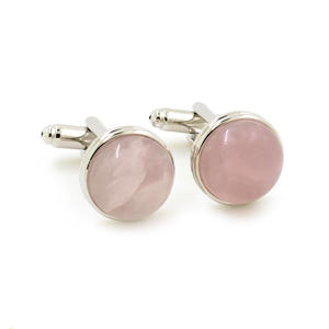Boutons de manchette élégants en pierre d'agate rose personnalisés, accessoire de mode, chemise de costume pour homme, smoking de mariage, coffret cadeau de bijoux à la mode - Product Image 5
