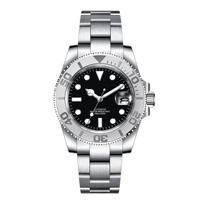 Montres mécaniques de luxe pour hommes de 40 mm avec lunette luminescente, cadran stérile, logo personnalisé, OEM, Seiko Nh35, automatique