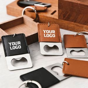 Regalo Personalizado para Padrinos de Boda, Recuerdos de Fiesta, Llavero de Acero Inoxidable Portátil con Grabado Láser, Abridor de Botellas de Cuero Sintético - Product Image 1