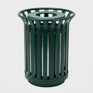 Contenedor de Basura Cilíndrico Metálico Ranurado de Alta Resistencia para Exteriores, Venta al por Mayor OEM, Directo de Fábrica, Resistente a la Intemperie, para Parques Públicos y Zonas Turísticas - Product Image 1