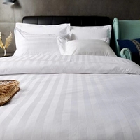 Weiche Maßgefertigte Gestreifte Hotel-Bettbezug-Sets Gestreifte Hotel-Bettwäsche-Sets Maßgefertigte Weiße Gestreifte Hotel-Bettlaken-Sets
