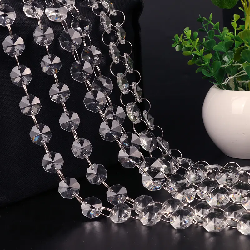 Acryl achteckige Perlen transparente Kristall perlen Vorhang Hochzeit Requisiten Großhandel Perlen Vorhang Kristall Halskette