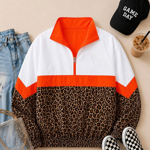 <span class=keywords><strong>Chaqueta</strong></span> <span class=keywords><strong>Cortavientos</strong></span> Oversize de Poliéster 100% para Venta al por Mayor, Estilo Urbano, con Logotipo de Equipo Vintage Personalizado, para Hombre y Mujer, con Cierre de Cremallera 1/4 y Cuello Alto a Cuadros - Product Image 3