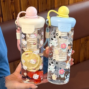 Float Plastic Cup With Carrying Rope Bpa Free Large Volume Portable Water Bottle For Travel Cute Cartoon Design - Product Image 2
