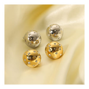 फैंसी स्टेनलेस स्टील उच्च गुणवत्ता वाली लक्जरी आधा गोल गेंद रंगीन cz zirccon indarci महिलाओं के लिए गहने - Product Image 3