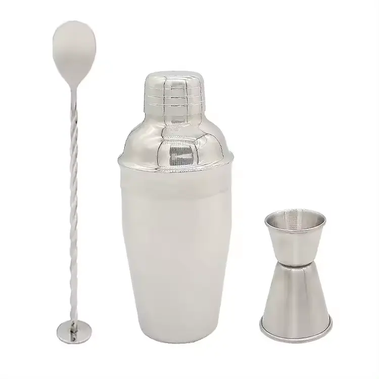 Edelstahl-Stäbchen-Werkzeuge Mess-Jigger und Mischlöffel 350 ml Premium-Cocktail-Shaker-Stäbchen-Set Cocktail-Shaker-Stäbchen-Set