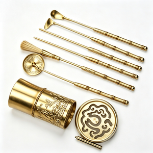 Custom CNC Machined Silver Plated Chinese Incense <b>Tools</b> Set with Gold Accents Guangdong Made for Traditional Incense Ceremony - Product Image 3