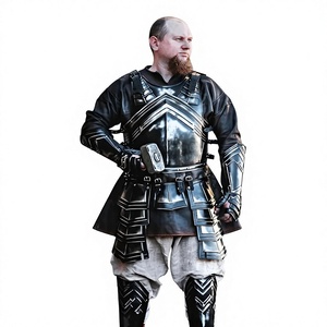 Black Polished Iron Knight Armor Suit Medieval Gothic Chestplate Religious Theme Cosplay Halloween Costume Art Collectible - Product Image 1