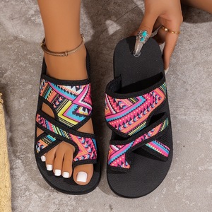 Women Boho Printed <b>Slide</b> Sandals Toe Loop Cross Strap Soft EVA Sole Open Toe Summer Beach Ladies Slippers Wholesale - Product Image 6