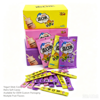 Bonbons au yaourt Halal en bâtonnets, bonbons au lait sure, vente en gros directe usine, OEM personnalisé, durée de conservation 12 mois, 20 ans, plusieurs saveurs, ODM