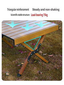 Mesa Plegable de Camping de Aleación de Aluminio para Huevo Frito, Resistente, Carga de 110 kg, Altura Ajustable, con Acabado de Madera, Venta al por Mayor - Product Image 6