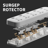 Regleta de Enchufes Universal para Escritorio Sudáfrica, con Protección Contra Sobretensiones, Enchufes UK, EU, US, SA, 2 Puertos USB, 1 Puerto Tipo-C, 4 Tomas de Corriente, 110-250V, 2m, Plástico