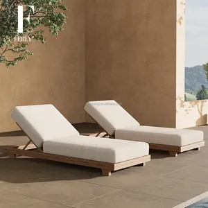 FERLY Luxus individueller OEM Massivholz Teak Outdoor-Gartenfurniture Tagebett Holz Pool Liege für Strand