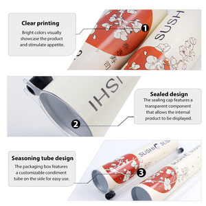 Tubo de Papel Biodegradable de Grado Alimenticio para Sushi, Envase Personalizado para Llevar - Product Image 4