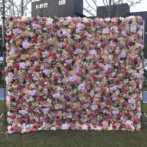 Professional 8ft X 8ft Custom High-end Wedding Ceremony Rose Silk <b>Artificial</b> Flower Wall 3D Roll up Flower Wall Backdrop - Product Image 2