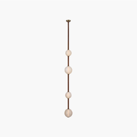 Lustre LED YH avec sangle en cuir, suspension globe en verre dépoli, luminaire linéaire en U pour escalier et hall d'entrée