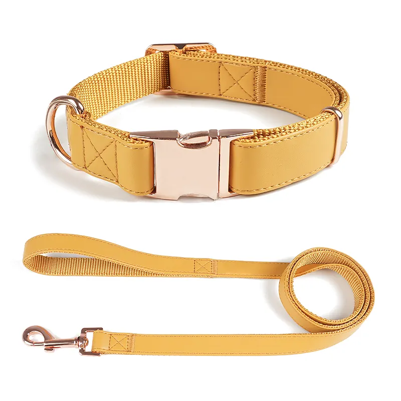 Wholesale customized handmade high quality leather dog collar and dog leash Leather Pet Collar dog collar leather