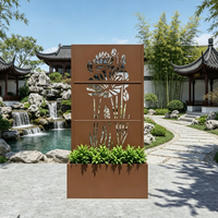 Jardinière surélevée en acier patiné avec treillis, trou de drainage et grande capacité pour patio