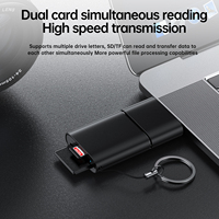 Lecteur de cartes et clé USB, noir, 2-en-1, USB-A + Type-C vers SD/TF, SD 3.0, double lecteur double carte, haute vitesse