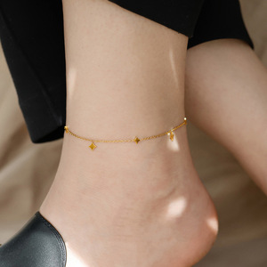 Bracelets de cheville en acier inoxydable légers haut de gamme pour femmes européennes américaines paillettes luxueuses sensation de pied en étoile à la mode - Product Image 6