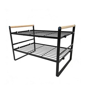 Organiseur de rangement en fer à double couche de style japonais avec poignées en bois pour le comptoir de cuisine et l'organisation du bureau - Product Image 2