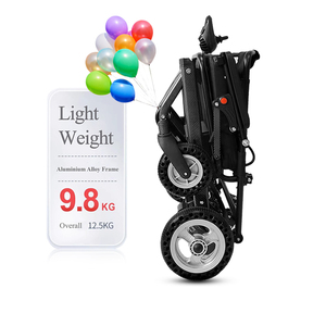 9.8KG 10A Lithium Battery Ultra Light Weight Aluminum Power WheelChair Foldable Elderly Disabled Folding Electric Wheelchair