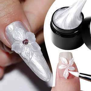 BORN PRETTY Etiqueta privada <span class=keywords><strong>Blanco</strong></span> nacarado Sin toallita Sólido 3D Flor Nail Art <span class=keywords><strong>Gel</strong></span> para manicura 5D Tallado Escultura Diseño <span class=keywords><strong>de</strong></span> <span class=keywords><strong>uñas</strong></span> - Product Image 1