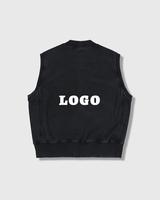 Gilet sans manches vintage délavé pour homme, col baseball, fermeture éclair intégrale, respirant, 100% coton, streetwear, vêtements de travail athlétiques