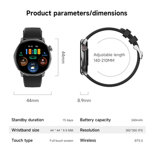 Montre connectée sport DS5 2025, écran HD IPS de 1,43 pouce, étanche IP67, Android, réveil, suivi de santé <span class=keywords><strong>physiologique</strong></span>, bracelet en gel de silice magnétique - Product Image 6